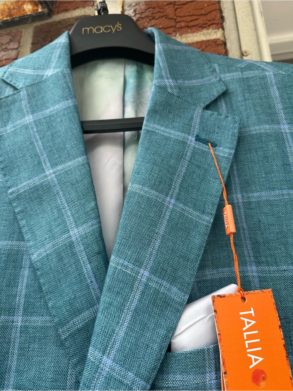 TALLIA Teal Windowpane Sport Coat